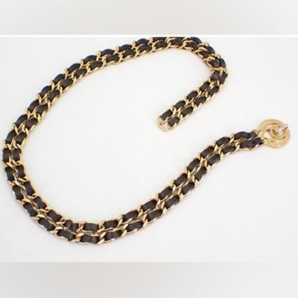 NWT Chanel Double Chain Waist Belt Necklace 90s Era Gold Plated